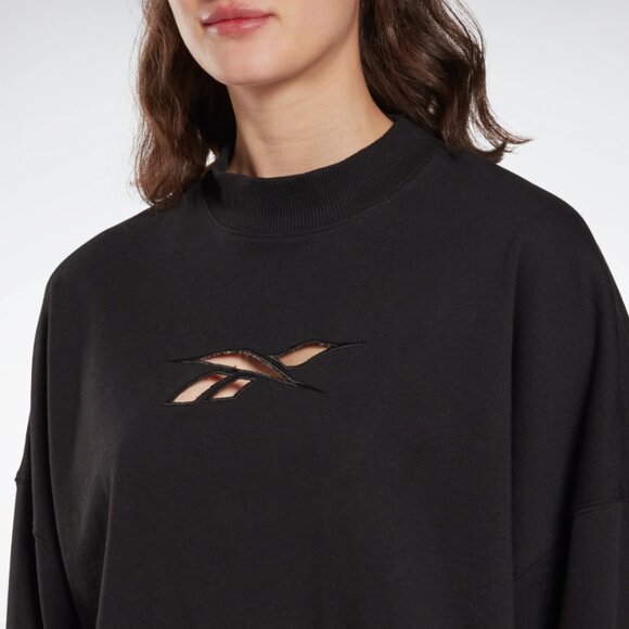 Reebok Black Logo Cutout Cropped Sweater - Picture 2 of 6
